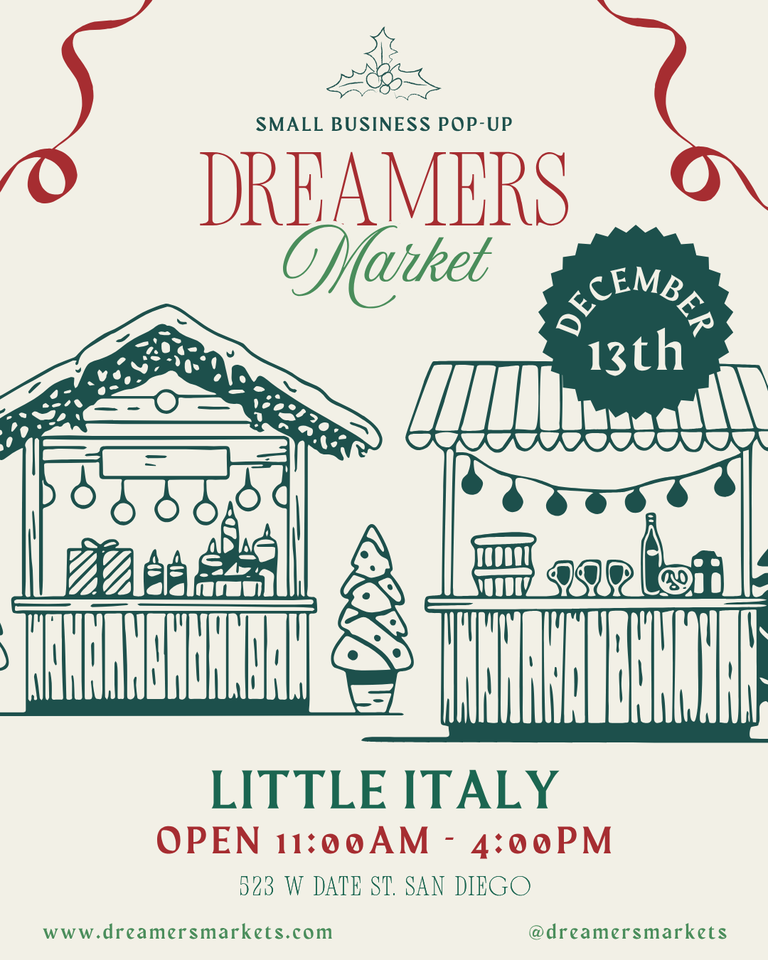 Dreamers Market pop-up event — December 13th, Little Italy, San Diego